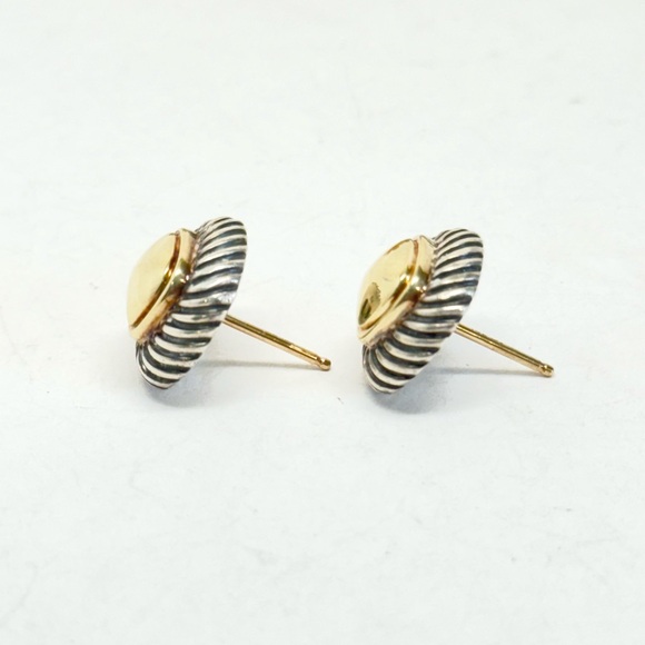 David Yurman .925/14K Gold Dome Petite Albion Stud Earrings - Picture 4 of 8